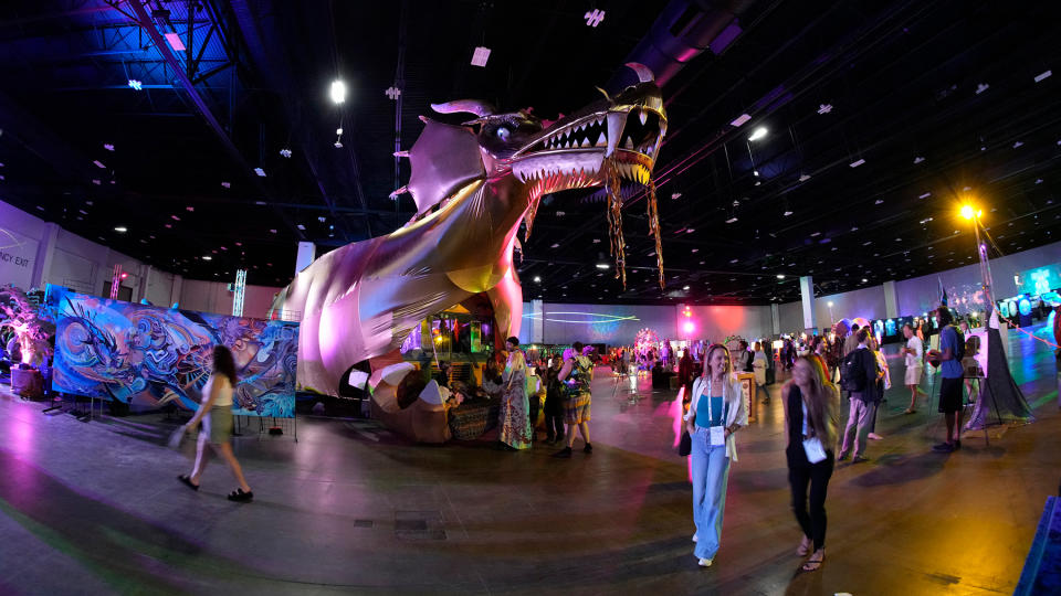 Artwork on display is seen at the Psychedelic Science conference in the Colorado Convention Center Wednesday, June 21, 2023, in Denver. (AP Photo/)