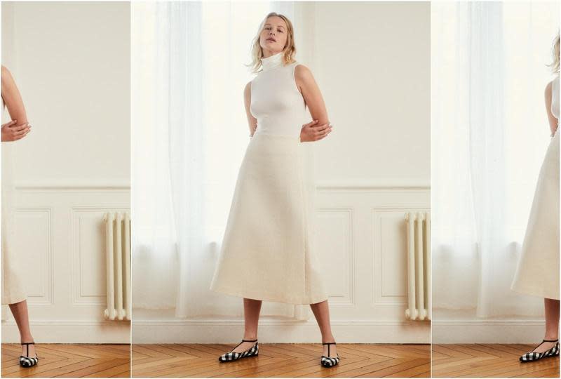 Repetto全新Tiana瑪麗珍鞋款能展現女性最美的足履線條。黑白格紋款NT$13,600。（永三提供）