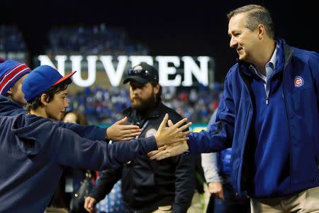 Chicago Cubs owner Tom Ricketts high fives young fans before game two of the 2016 NLDS playoff baseball series against the San Francisco Giants at Wrigley Field in Chicago, Illinois, U.S., October 8, 2016. Mandatory Credit: Jerry Lai-USA TODAY Sports/File Photo