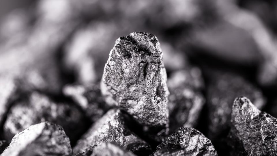 a pile of silvery niobium, a rare earth element