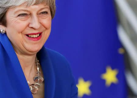 Britain's Prime Minister Theresa May arrives at an extraordinary European Union leaders summit to discuss Brexit, in Brussels, Belgium April 10, 2019. REUTERS/Yves Herman