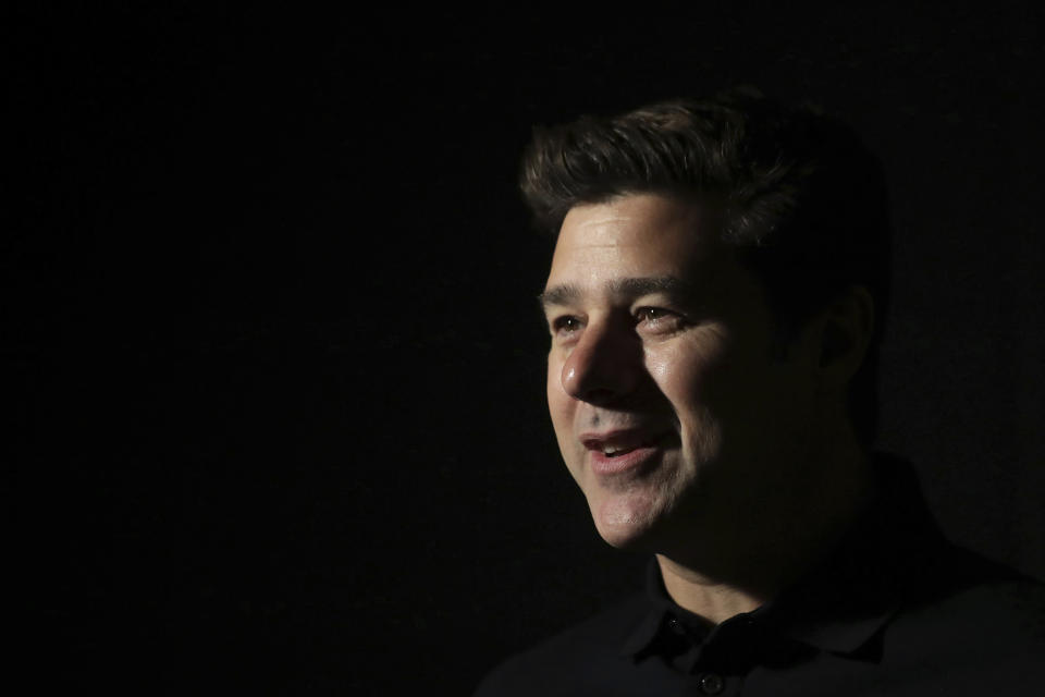 Former Tottenham's manager Mauricio Pochettino speaks during an interview in Doha, Qatar, Saturday, Dec. 21, 2019. (AP Photo/Hassan Ammar)