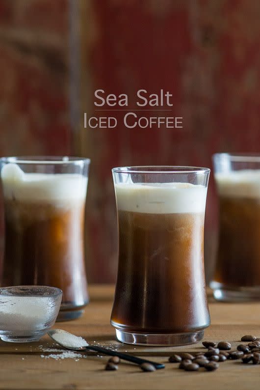 <p>Use a finishing salt for a salty, sweet combination that enhances the flavor of the coffee.</p><p>Get the tutorial from <a href="http://whiteonricecouple.com/recipes/sea-salt-iced-coffee/" rel="nofollow noopener" target="_blank" data-ylk="slk:White on Rice Couple;elm:context_link;itc:0;sec:content-canvas" class="link ">White on Rice Couple</a>.</p>