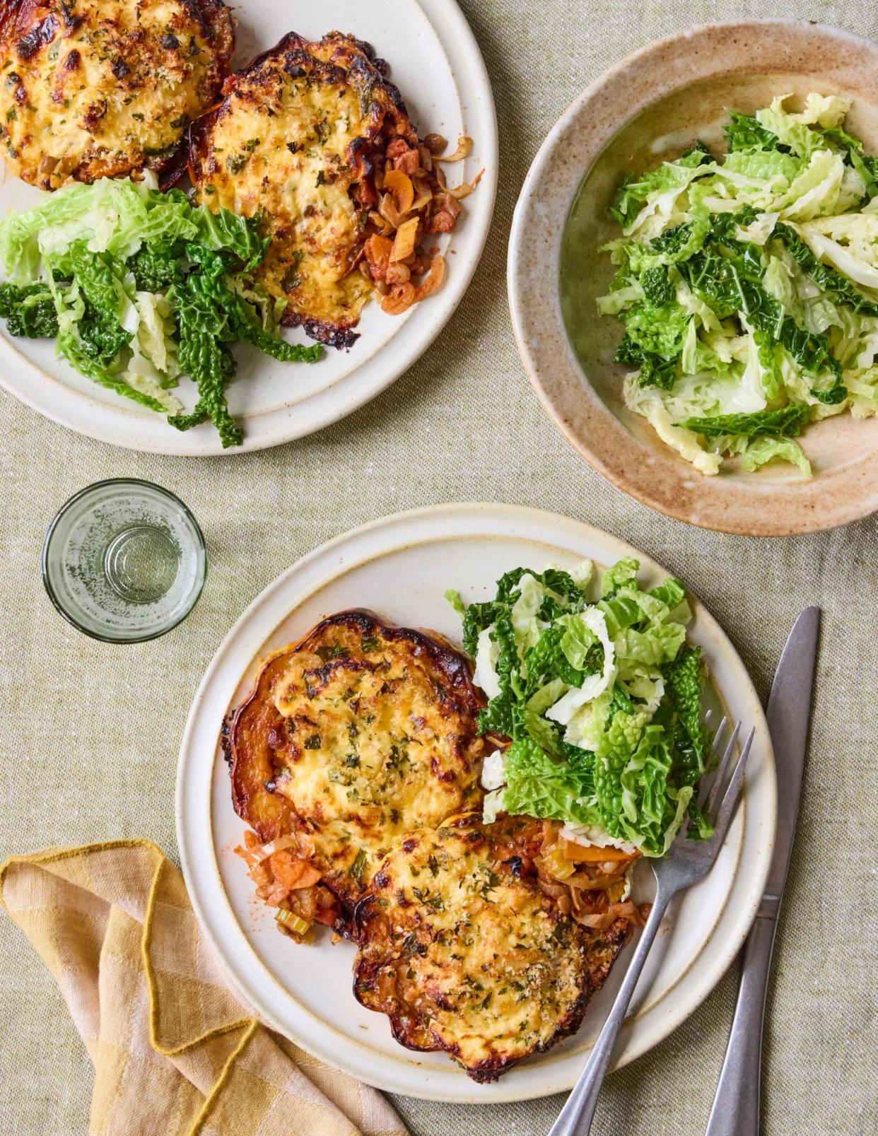 <span>Rosie Sykes’ squash stuffed with lentils.</span><span>Photograph: The Guardian. Food styling: Sam Dixon. Prop styling: Anna Wilkins.</span>