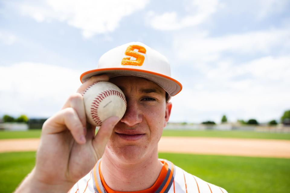 Skyridge’s Tyler Ball, named the Deseret News’ Mr. Baseball for 2023, poses for a portrait at Skyridge High School in Lehi on Sunday, June 11, 2023. | Ryan Sun, Deseret News
