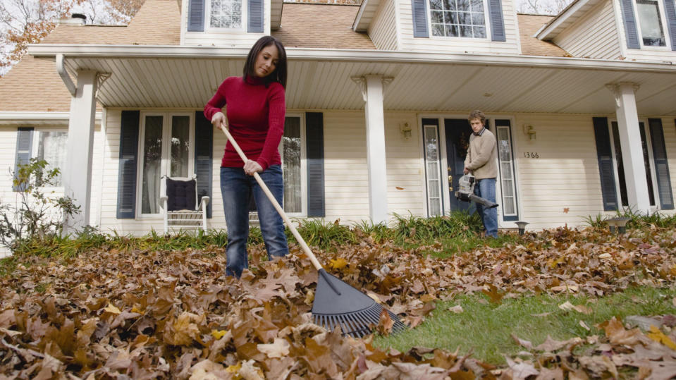 <p>Leaves are a haven for mold growth, especially when they're damp. Try to clear your lawn soon after the leaves fall and consider wearing a face mask for yard work if your symptoms are especially bad.</p>