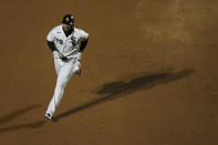 Chicago White Sox's Jose Abreu runs the bases after hitting a two-run home run during the sixth inning of the team's baseball game against the Minnesota Twins on Tuesday, May 11, 2021, in Chicago. (AP Photo/Paul Beaty)