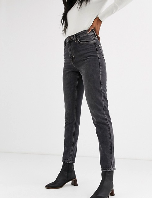 Topshop mom jeans in washed black