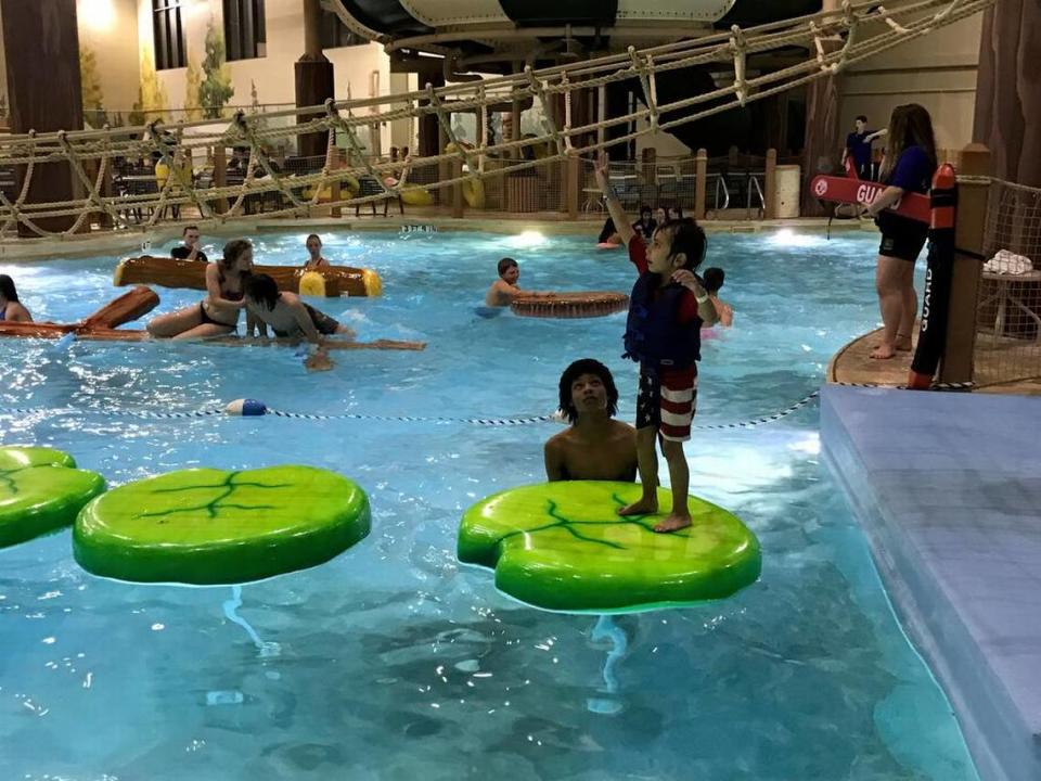 Children of all ages can enjoy the pools and the lily pad bridge at Great Wolf Lodge.