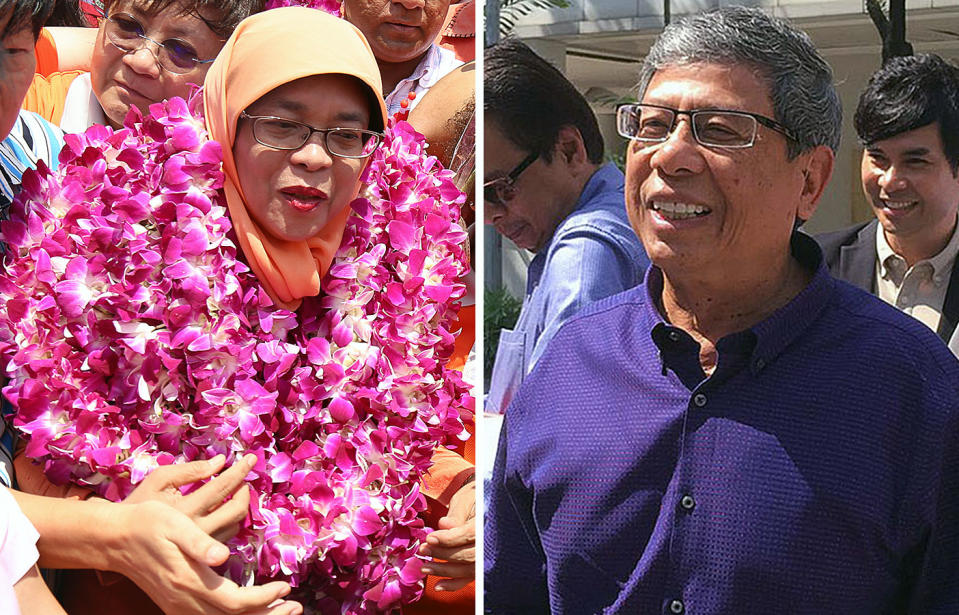 President-elect Halimah Yacob and Second Chance CEO Salleh Marican (Photos: Yahoo News Singapore)