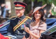 <p><a href="https://www.townandcountrymag.com/society/tradition/a21205479/meghan-markle-first-trooping-the-colour-appearance-kate-middleton-princess-diana-comparison/" rel="nofollow noopener" target="_blank" data-ylk="slk:Get all the details on Meghan's very first Trooping the Colour here.;elm:context_link;itc:0;sec:content-canvas" class="link ">Get all the details on Meghan's very first Trooping the Colour here.</a></p>