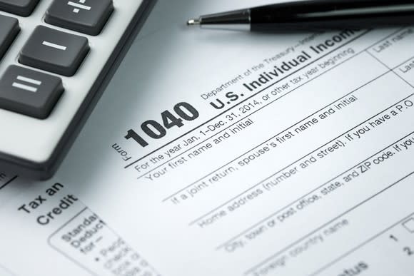 Form 1040 and calculator
