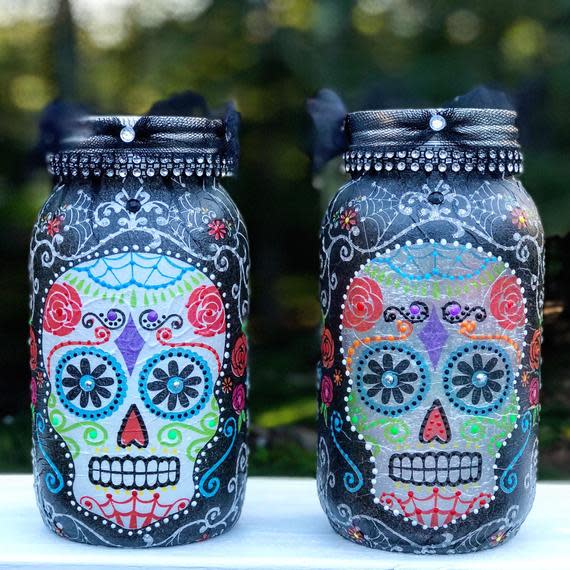 1) Sugar Skull Mason Jar