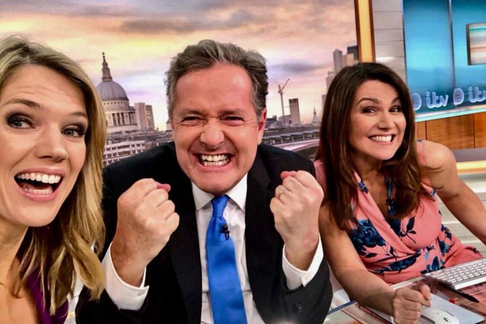 Celebrating: Piers Morgan marked his final day on the show for the summer (Twitter / Piers Morgan)