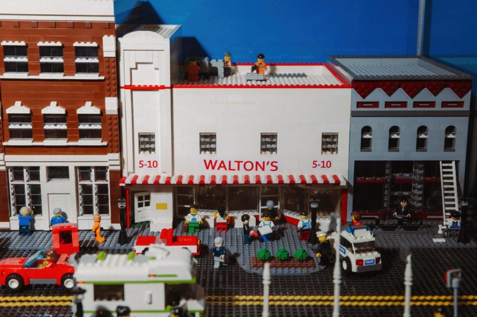 A Lego replica of the original Walton’s Five and Dime at the Wal-Mart museum in Bentonville, AR. The Wal-Mart museum is designed to look like the store but is currently under renovations.