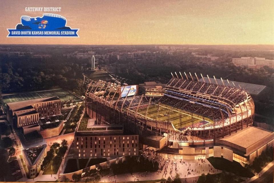 Kansas football released a first look at new stadium renovations and construction that will begin at 11th and Mississippi streets this year.