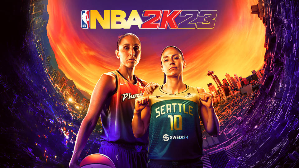 The WNBA cover for NBA 2K23, featuring Diana Taurasi and Sue Bird.