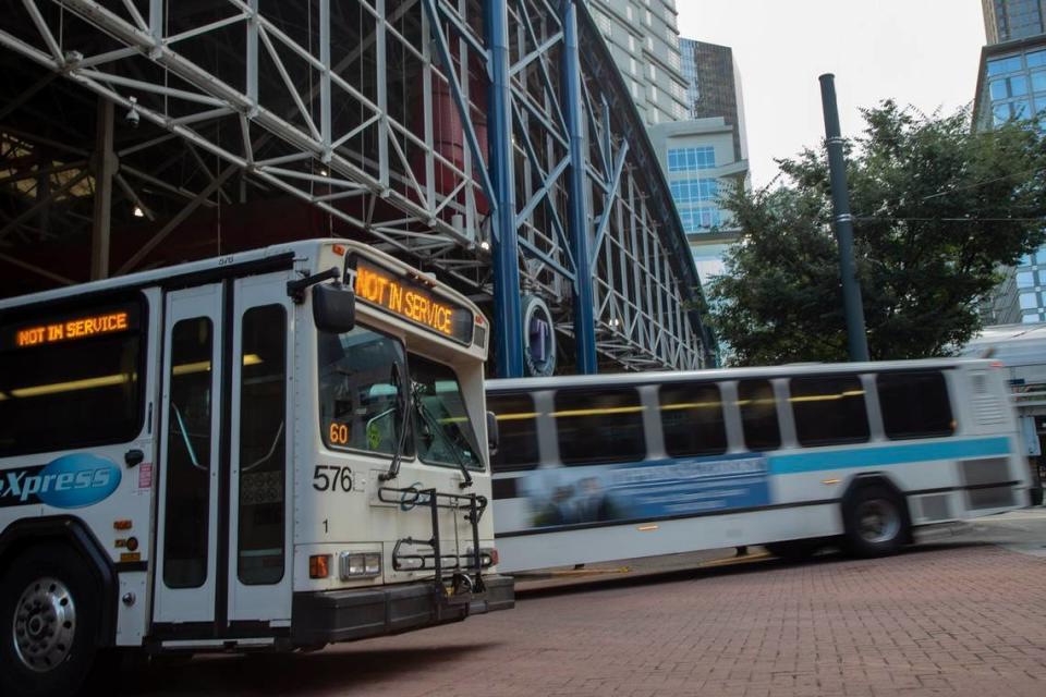 Bus drivers are in high demand and ridership is at a low at the Charlotte Transportation Center on Monday, July 12, 2021.
