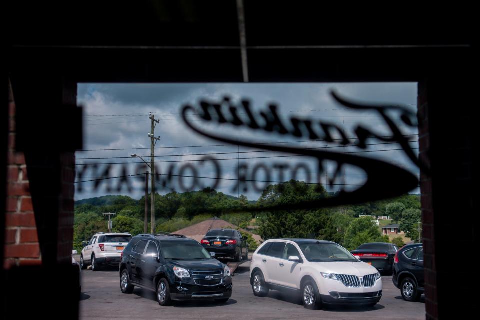 Cars sit in the lot of Franklin Motor Company in Nashville, Tenn., on Wednesday, July 14, 2021.