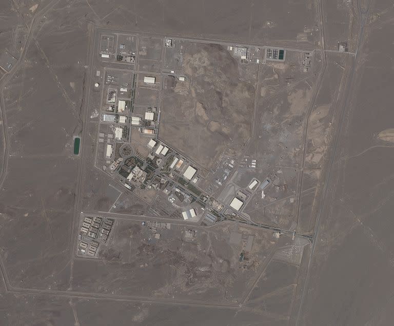 Una imagen satelital de Planet Labs Inc. muestra la planta nuclear de Natanz, en Irán, el 14 de abril de 2021. (Planet Labs vía AP)