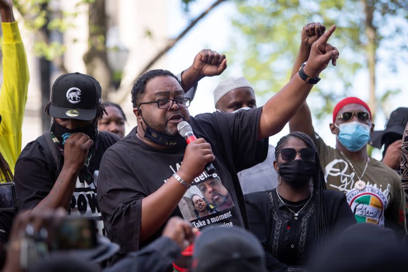 People protest after a Black man identified as Jacob Blake was shot several times by police in Kenosha