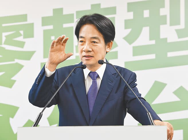 民進黨總統參選人賴清德（見圖）19日火力全開，左酸國民黨總統參選人侯友宜、右駁民眾黨總統參選人柯文哲，彼此隔空叫陣。（陳信翰攝）