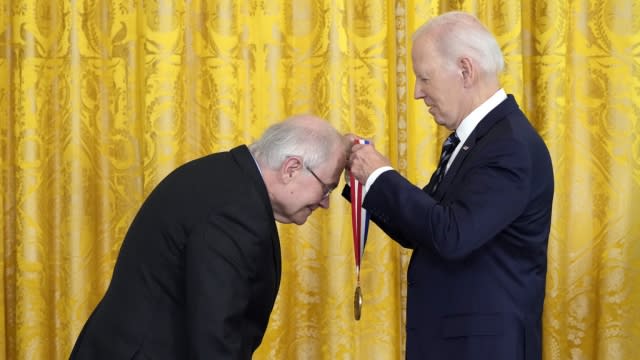 President Joe Biden awards the National Medal of Science to Gregory Petsko.