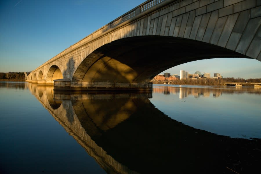 The Arlington Memorial Bridge is seen at sunrise in Washington. (Photo Credit: AP)