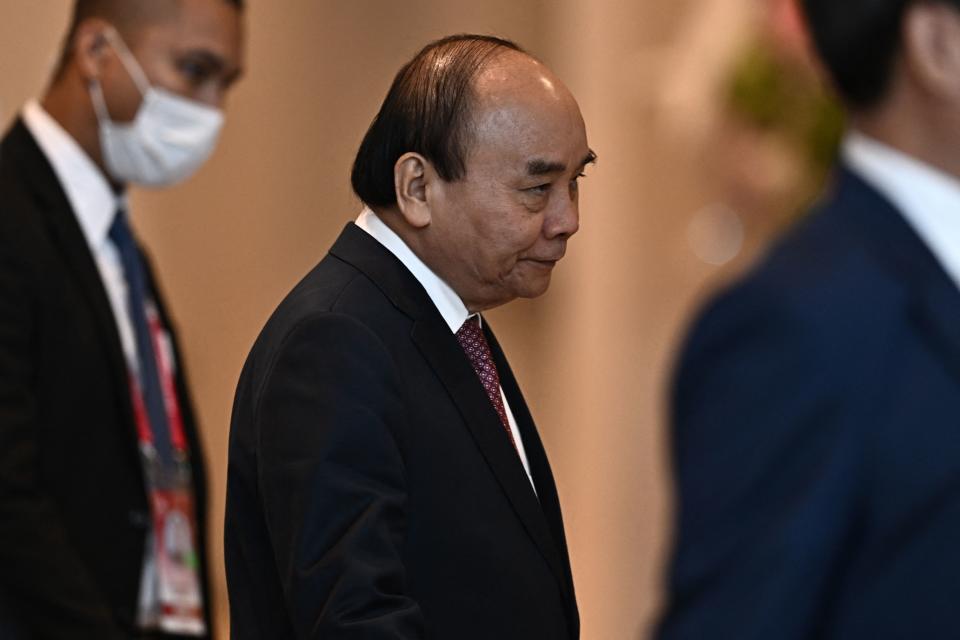 Vietnam's President Nguyen Xuan Phuc arrives to attend the 