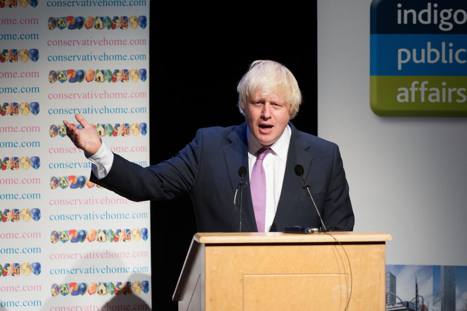 The Mayor of London Boris Johnson speaks to delegates during the Conservative Conference 2013, held at Manchester Central