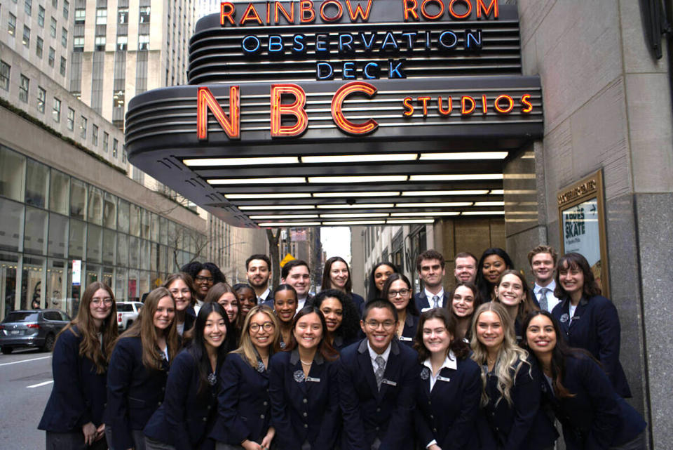 NBC pages pose outside of 30 Rock (Talya Ozbelli)