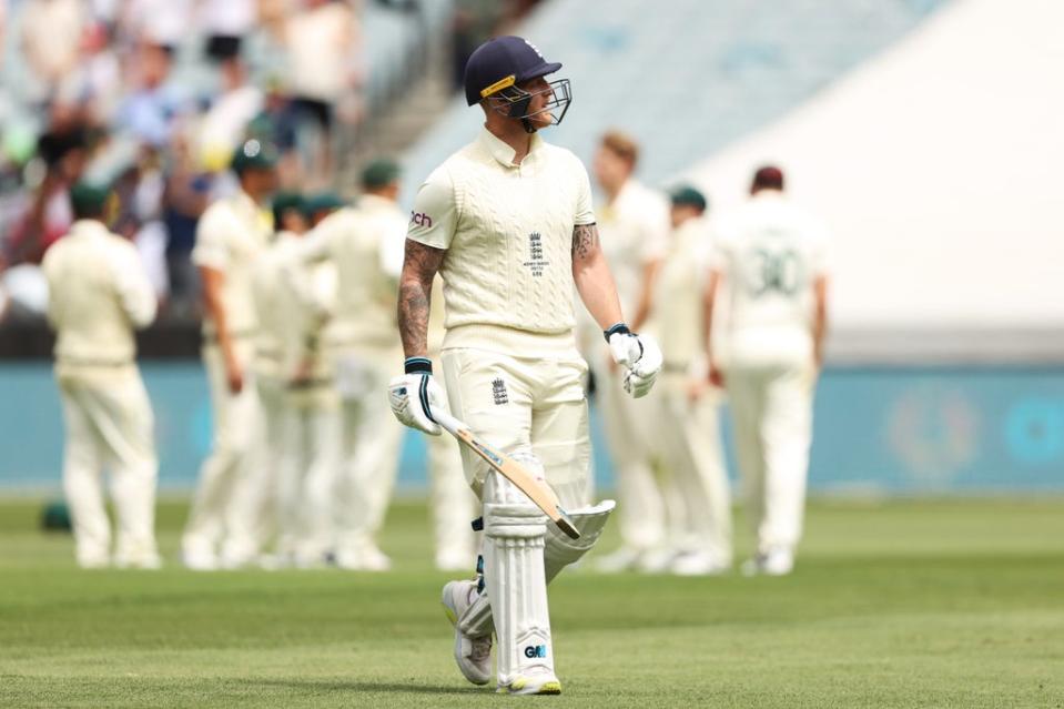 Ben Stokes walks off after a horrible dismissal (Getty Images)