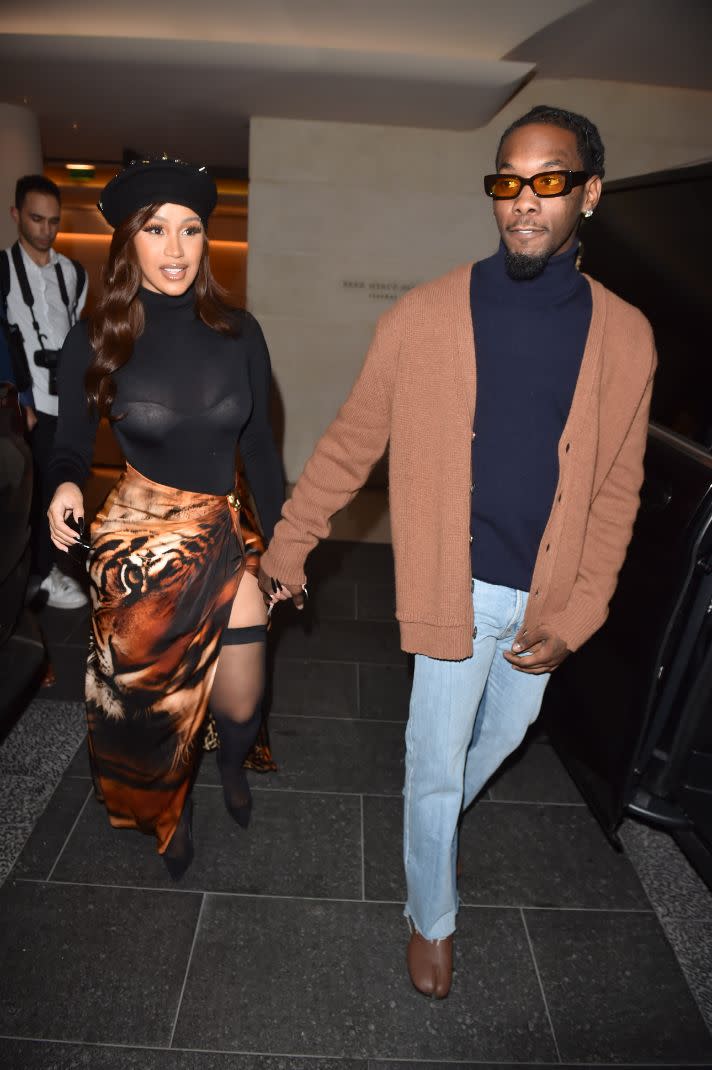 Cardi B and Offset step out and about in Paris during Paris Fashion Week, Oct. 1. - Credit: Neil Warner/MEGA