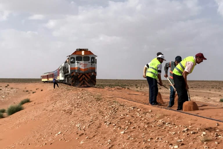 The train at times has to slow down, or even stop, due to sand on the tracks when workers resort to shovels