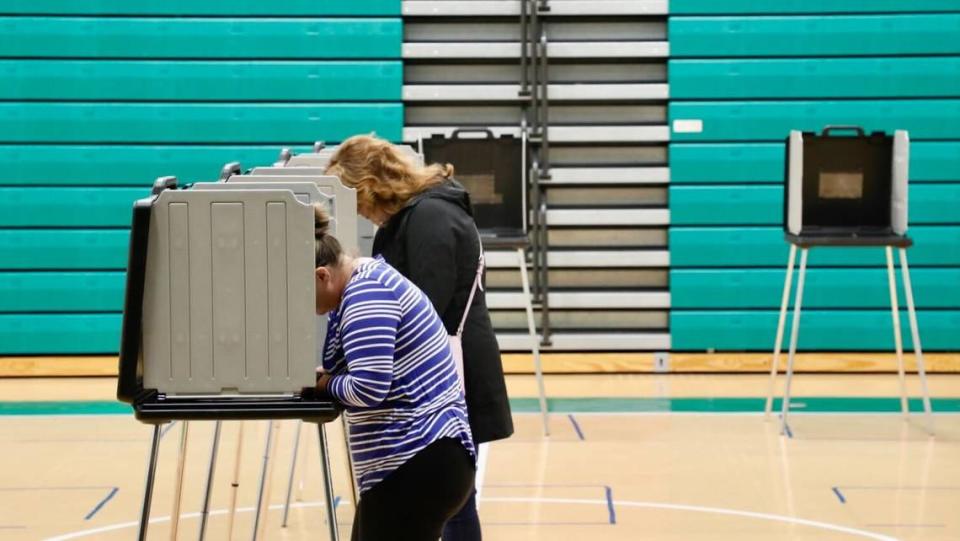 Voters cast their ballots at Clays Mill Elementary school on May 16, 2023, as Kentucky went the polls on primary election day across the state. Workers at this precinct said they had 40 people vote in the first two hours the polls were open.