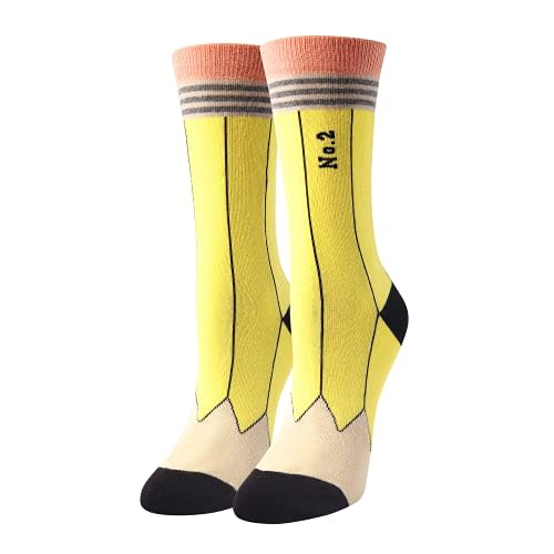 HAPPYPOP Funny Socks Crazy Socks Silly Socks For Women Funny Socks for Teens Pencil Socks For Women, Teacher Socks For Women, Reading Teacher Gifts