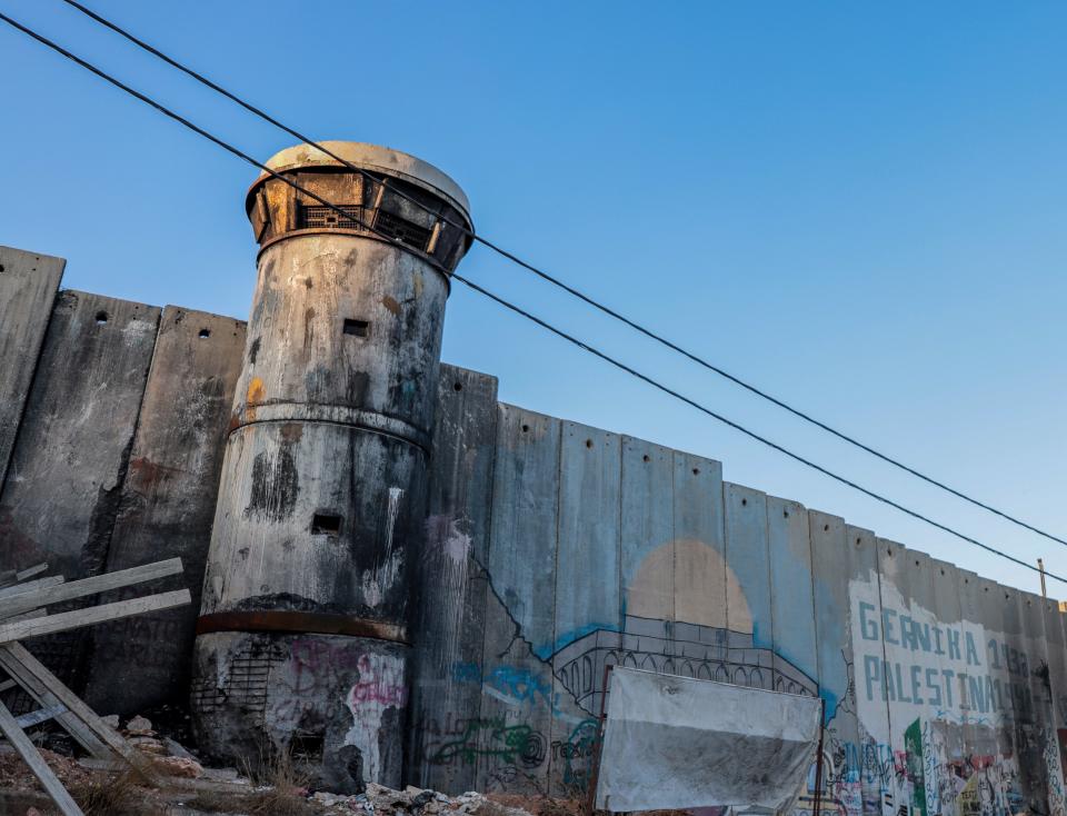 A West Bank view of a security wall Israel has built separating Palestinians from Israelis, on Sept. 11, 2019.