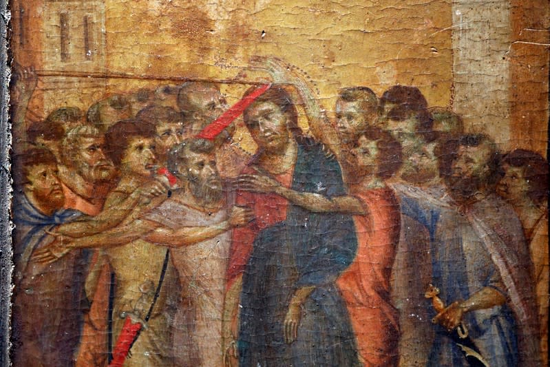 FILE PHOTO: The painting "Christ Mocked", a long-lost masterpiece by Florentine Renaissance artist Cimabue is displayed in Paris