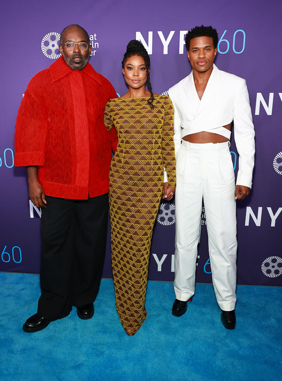 Elegance Bratton, Gabrielle Union and Jeremy Pope attend "The Inspection" red carpet during the 60th New York Film Festival at Alice Tully Hall, Lincoln Center on October 14, 2022 in New York City.