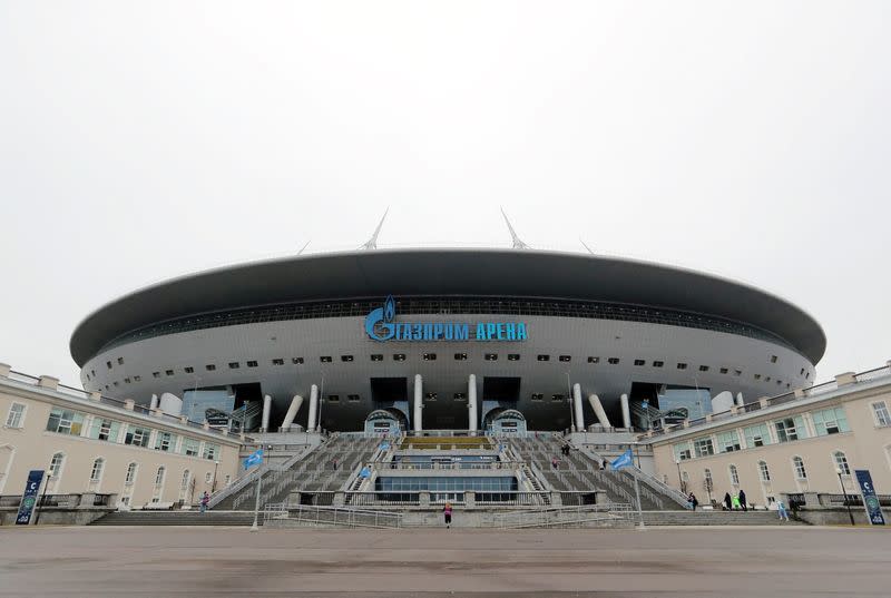 General view outside Gazprom Arena, Saint Petersburg, Russia, March 26, 2023. REUTERS/Igor Russak/File Photo