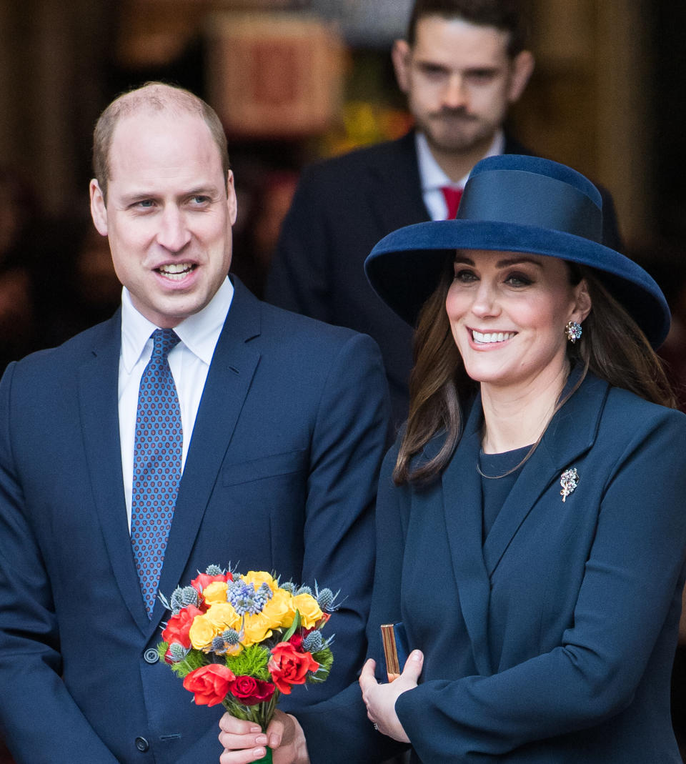 The Duke and Duchess of Cambridge leaving the 2018 Commonwealth Day service at Westminster Abbey on March 12.&nbsp; (Photo: Samir Hussein via Getty Images)