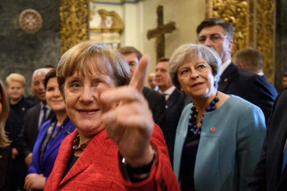 La canciller alemana Angela Merkel y la primera ministra Británica Theresa May se encontrarán, con otros líderes mundiales, con Donald Trump. (Getty Images)