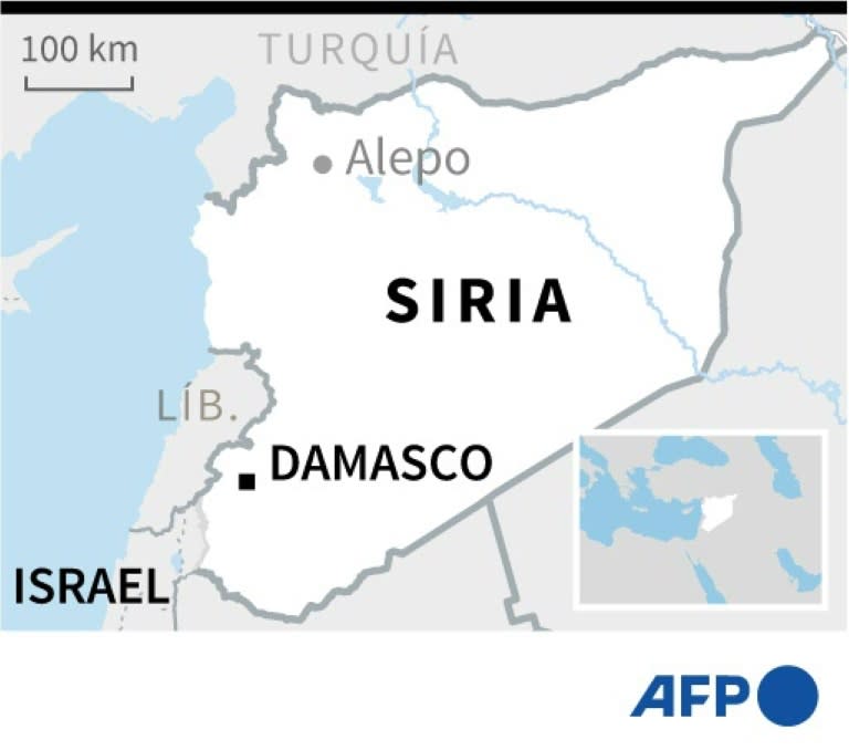 Mapa localizando Damasco y Alepo en Siria (Erin CONROY)