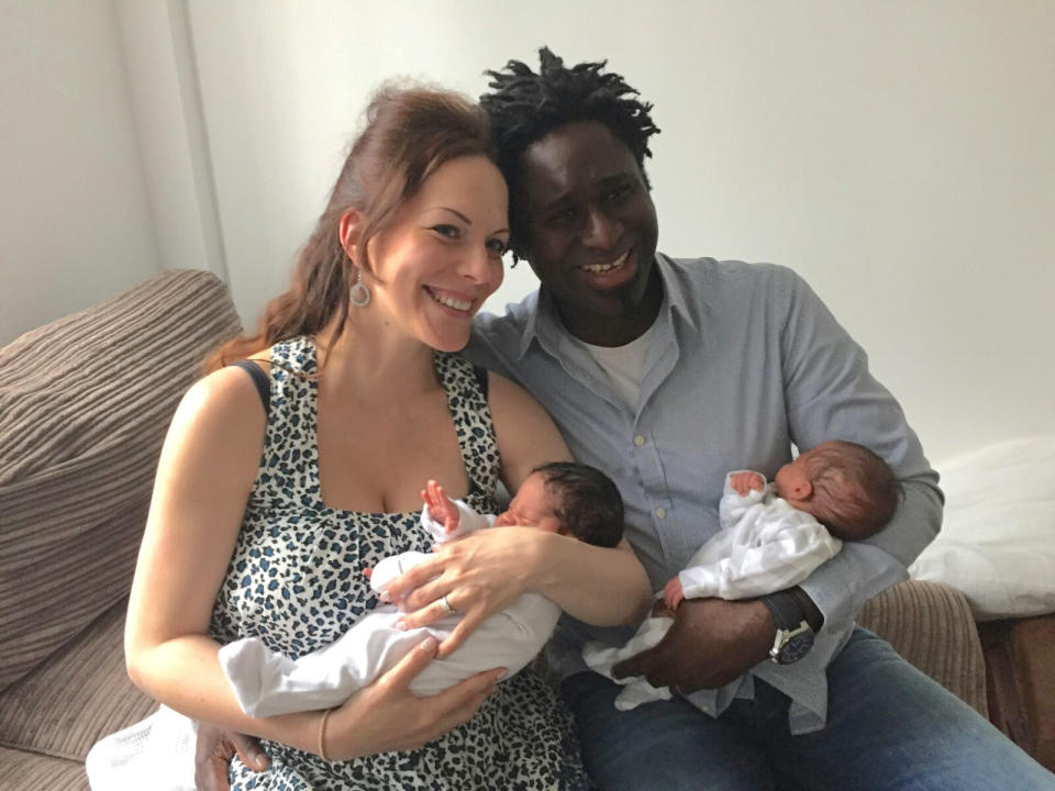 Ivana Poku, pictured with husband Yaw and their twins, says 'the real danger is the hidden racism and unconscious racism.' (Supplied)