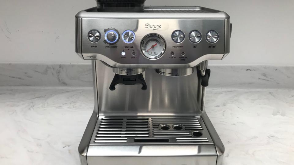 Breville Barista Express on a marble countertop