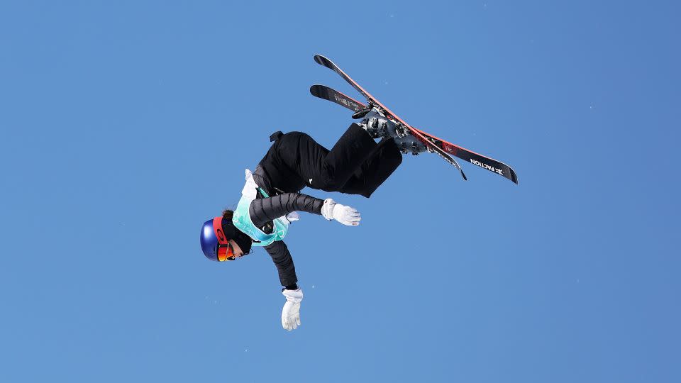 Gu performs a trick during the women's freestyle skiing freeski big air final on Day 4 of the 2022 Beijing Winter Olympic Games. - Richard Heathcote/Getty Images