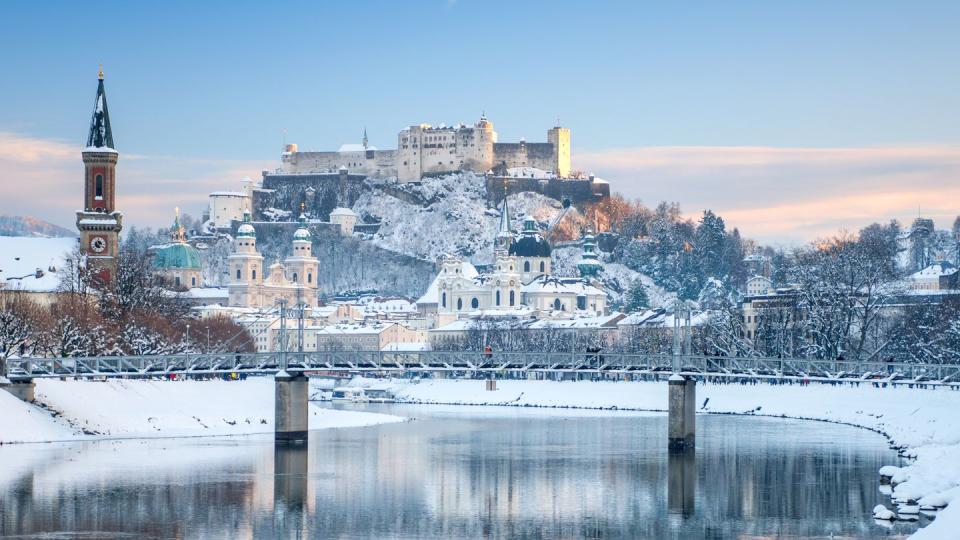 salzburg covered in snow, austria