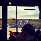 Romney motorcade shuts down a highway, as seen from the press bus (Denver CO) - <a href="https://twitter.com/hollybdc" rel="nofollow noopener" target="_blank" data-ylk="slk:@hollybdc;elm:context_link;itc:0;sec:content-canvas" class="link ">@hollybdc</a>, via Twitter