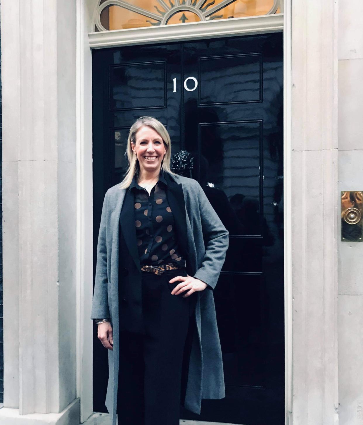 Anna Price at 10 Downing Street, where she met with the small business team, as the founder of Rural Business Group. (Supplied, Anna Price)