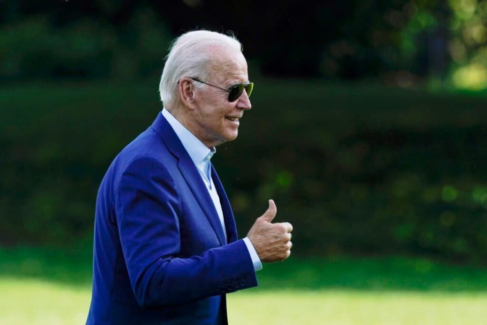 President Joe Biden walks on the South Lawn of the White House after stepping off Marine One, July 20, 2022, in Washington. (AP Photo/Patrick Semansky, File)